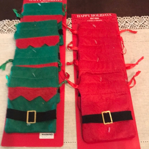 8 Mini Felt Gift Bags New - Picture 2 of 7